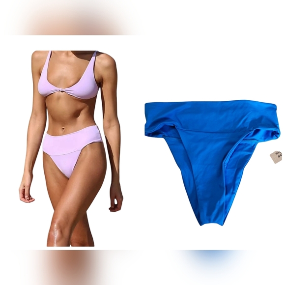 FREE PEOPLE×TOAST Signature Banded Waist Bottom Electric Blue Lemonade.S NWT - Picture 1 of 8